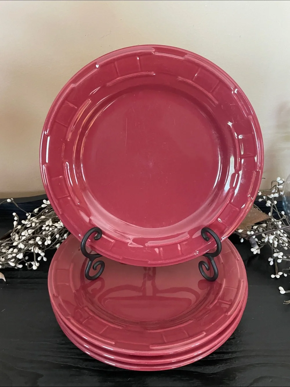 Longaberger Woven Traditions ‘Paprika’ 10” Dinner Plates - Set of 4